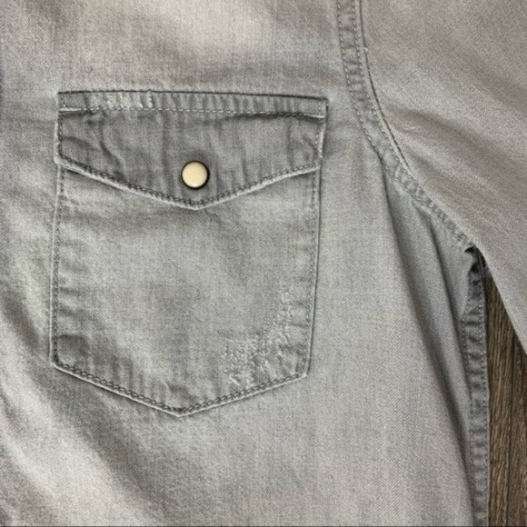 All Saints Kaia Grey Denim Button Down Shirt Size US 6 - Picture 6 of 7